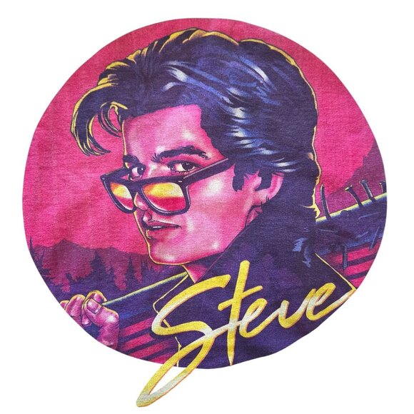 TeeFury Black Retro "Steve" Graphic T-Shirt Stranger Things XL 100% Cotton USA - Picture 3 of 5